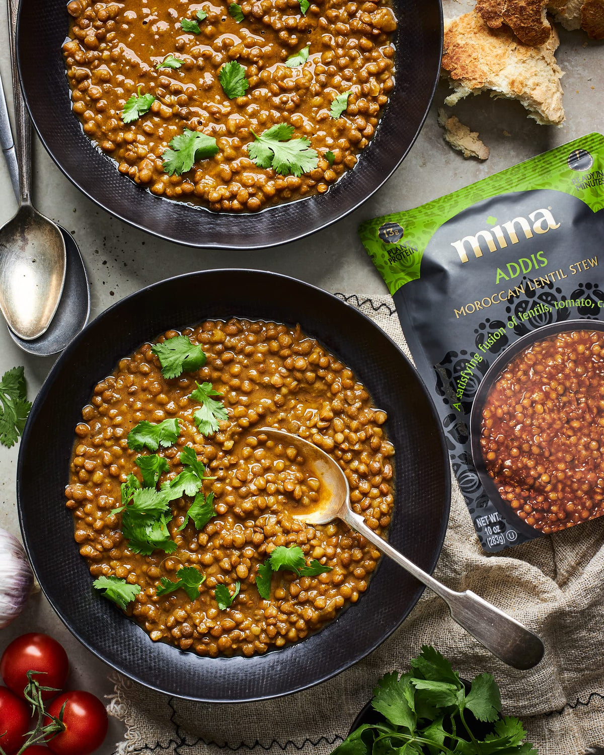 Mina Moroccan spices lentils aroma enhances everyday meals.