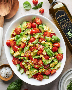 Mina non-GMO olive oil presented as a clean daily option