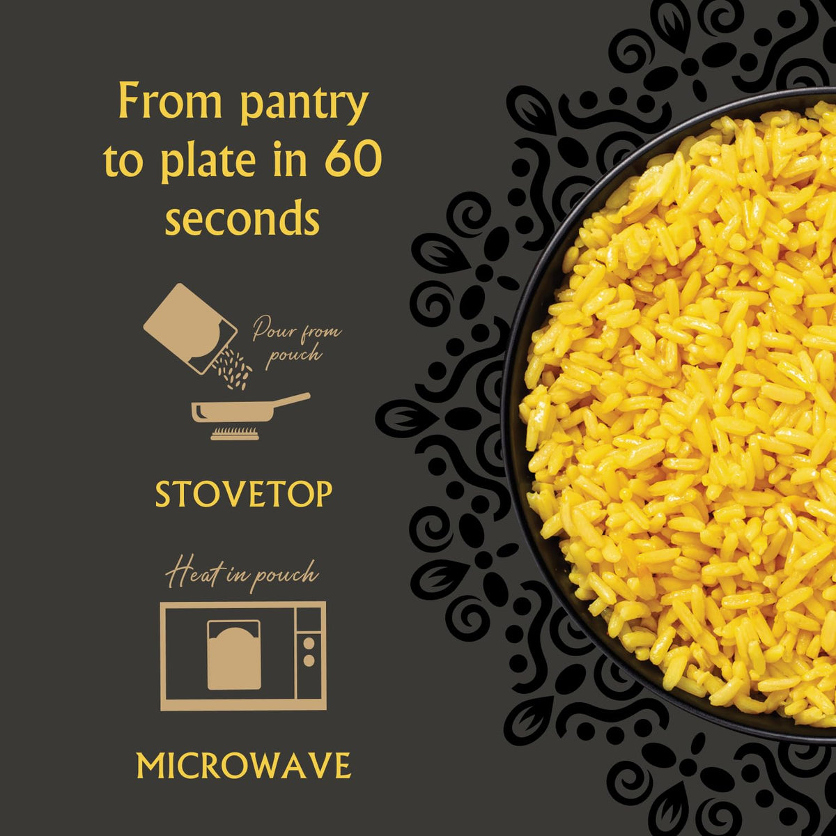 Mina pearl couscous turmeric-ginger pouch; versatile side pairing with meats or vegetables.