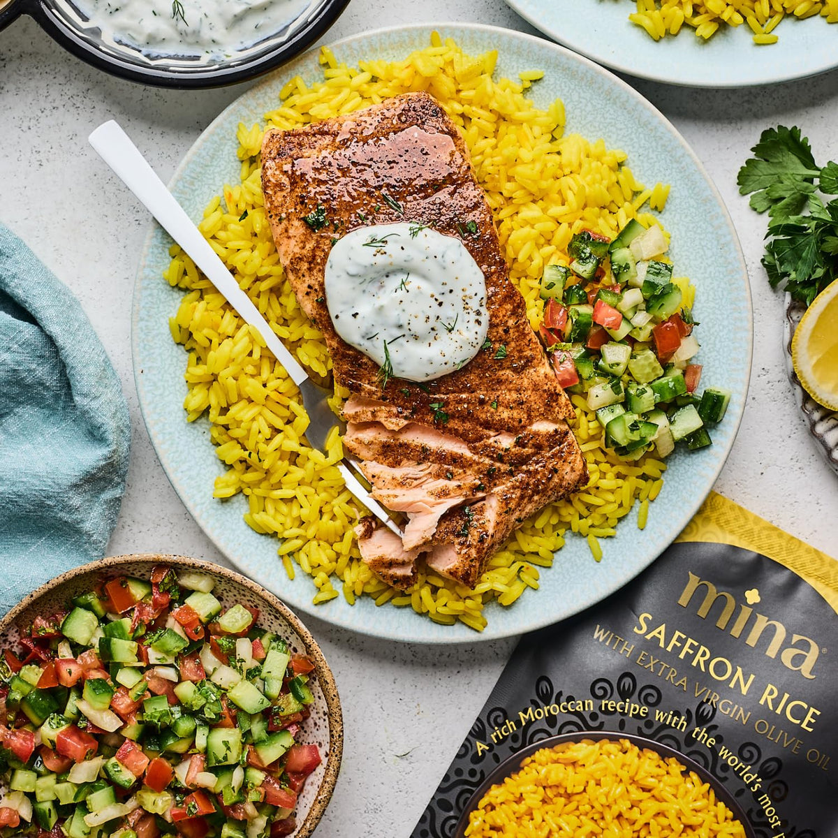 Mina Saffron Rice evokes Moroccan tradition with saffron aroma.