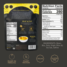 Mina Saffron Rice ready-to-heat in pouch supports quick weeknight dinners.