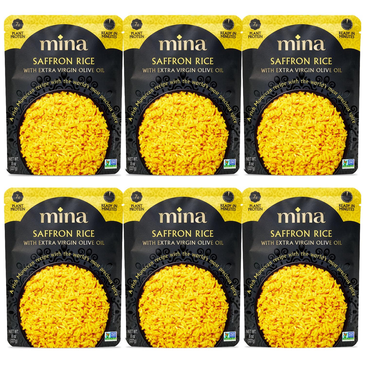 Mina Saffron Rice displays a golden color for vibrant, festive meals.