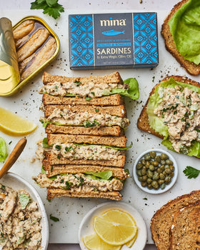 Mina Sardines on toast provide a protein-rich snack.