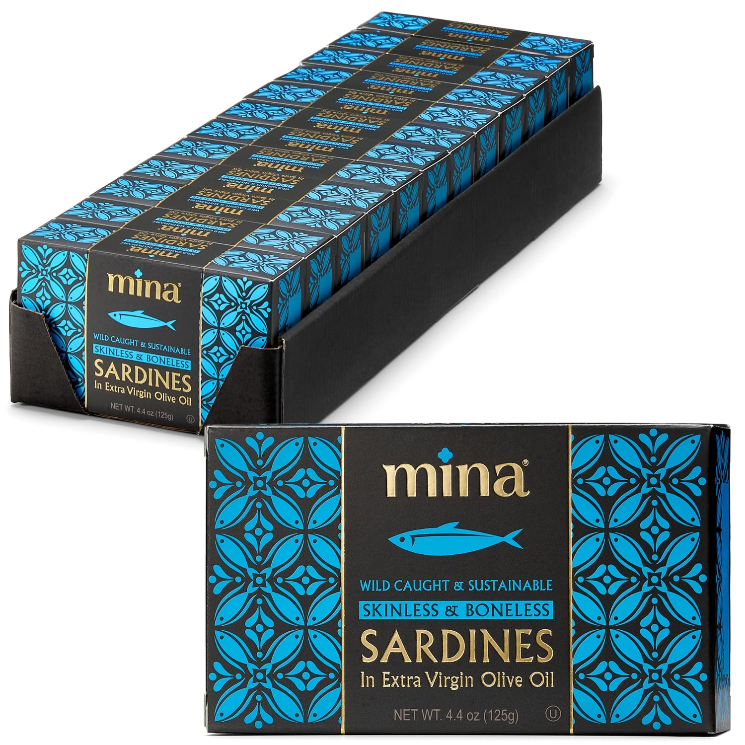 Mina Sardines in olive oil pack of 12 for easy protein on the go.