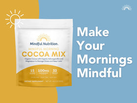 Mindful Morning spoon mixes powder into warm milk for a cozy low calorie treat