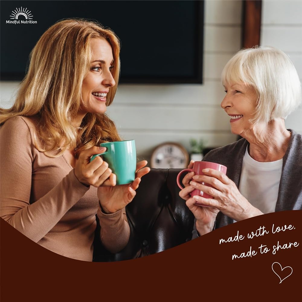 Mindful Nutrition Grandmas hot chocolate scoop inside large resealable packet for easy measuring.