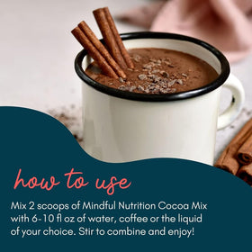 Mindful Nutrition keto protein cocoa mix kitchen-scene setup inspires cozy, healthy beverages