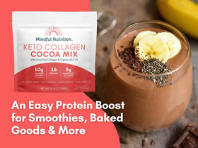 Mindful Nutrition keto protein cocoa mix no-sugar label communicates sugar-free promise