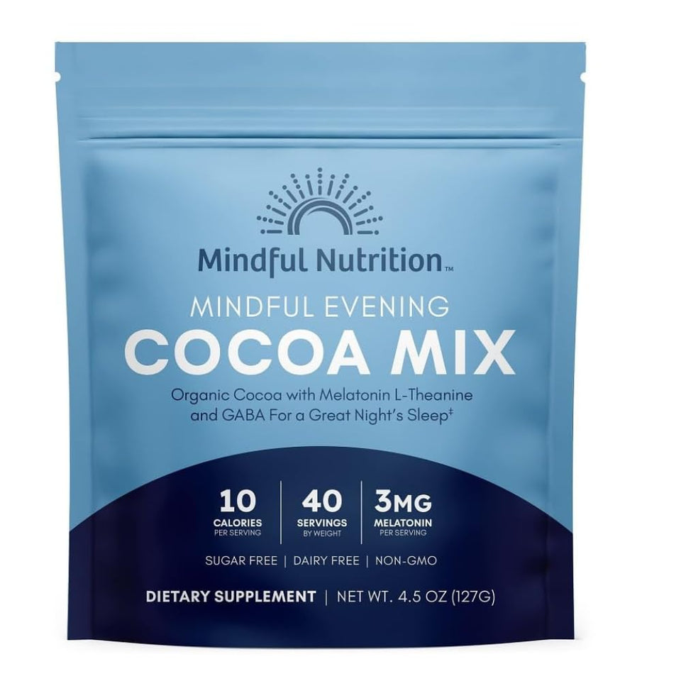 Mindful Nutrition Mindful Evening Cocoa mix in a resealable bag for nightly use