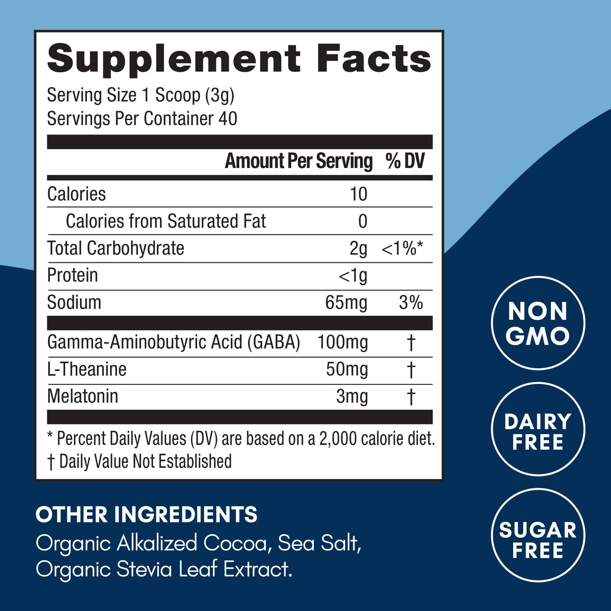 Mindful Nutrition cocoa powder scoop beside the bag for easy portions