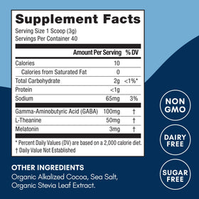 Mindful Nutrition cocoa powder scoop beside the bag for easy portions