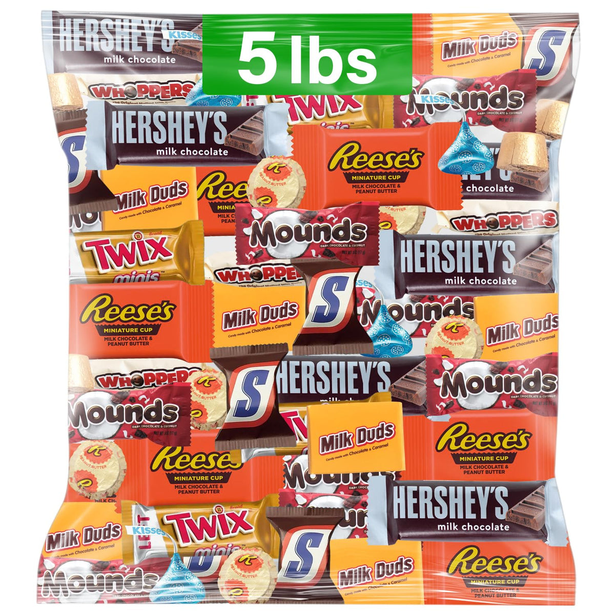 Mindy's Goodies chocolate candy variety pack 5lb bulk bag, ideal for parties and sharing.