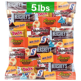 Mindy's Goodies chocolate candy variety pack 5lb bulk bag, ideal for parties and sharing.