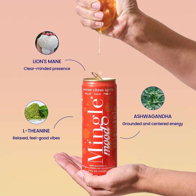 Mingle Sparkling Mocktails Serene Citrus can close-up highlighting citrus aroma and crisp finish