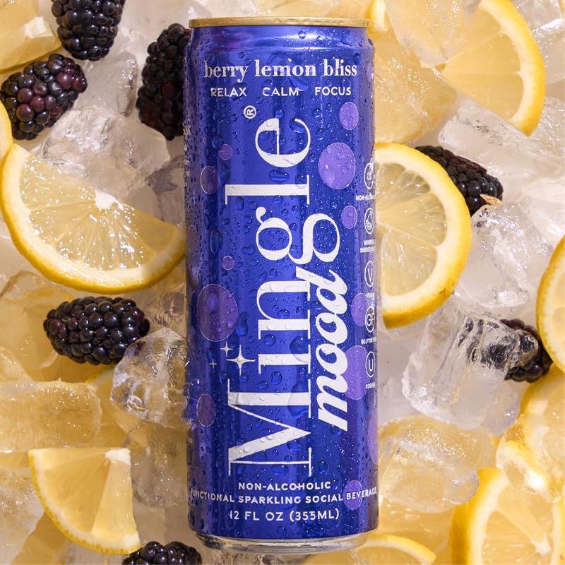 Mingle Sparkling Berry Lemon Bliss with ashwagandha and nootropics for mindful moments.