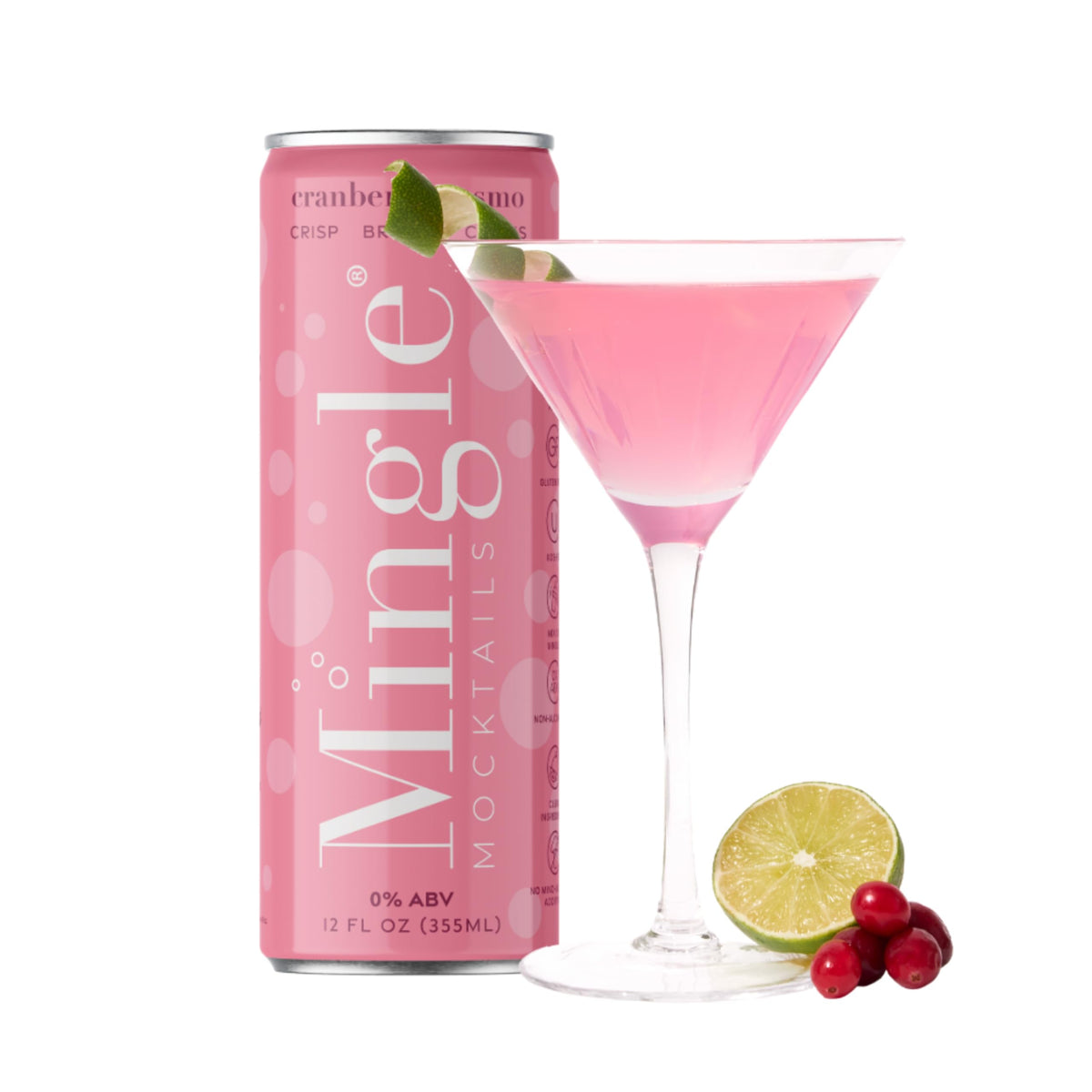 Mingle Cranberry Cosmo can held aloft at a celebratory toast