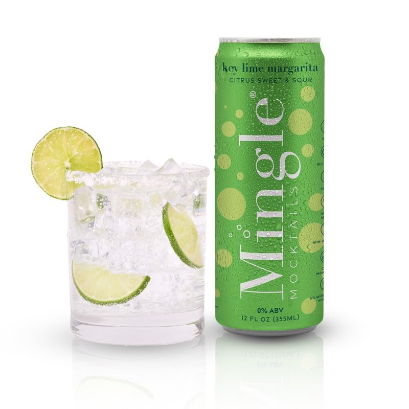 Mingle Sparkling Mocktails Key Lime Margarita can on a table, a refreshing non-alcoholic option for gatherings.
