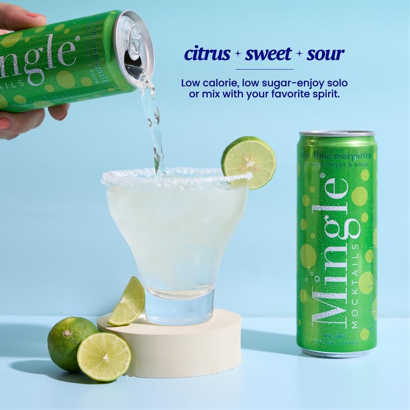Mingle Sparkling Mocktails Key Lime Margarita glass being filled, vivid citrus aroma in every sip.