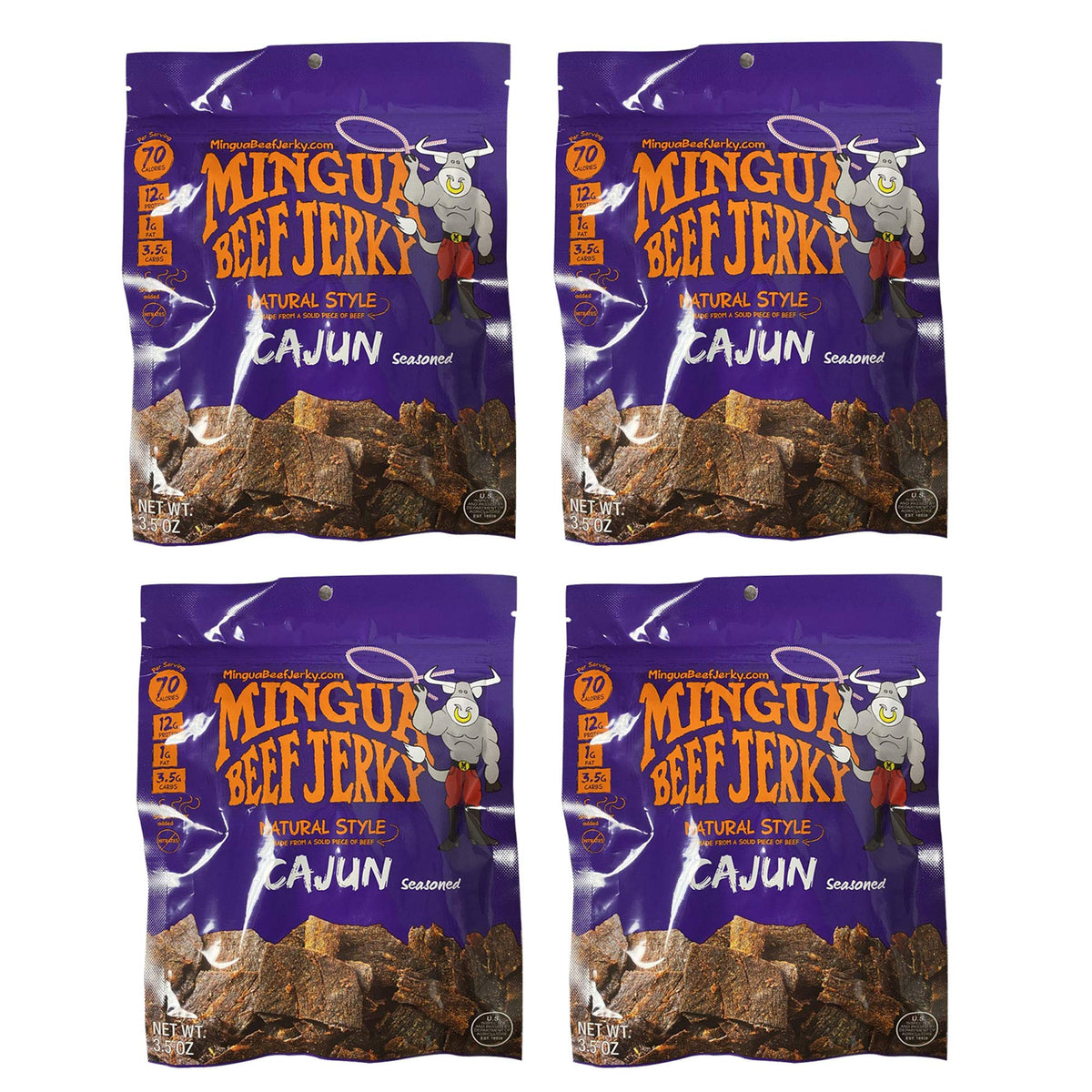 Mingua Beef Jerky Cajun-Seared bag of 100% US beef for a high-protein snack