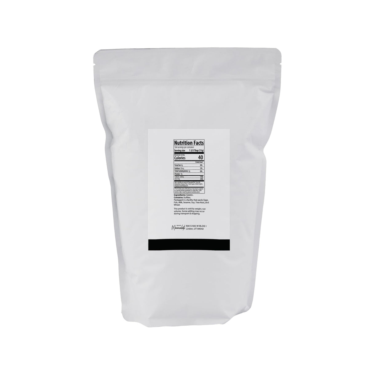 White packaging of Minimalist gelatin powder preserving freshness