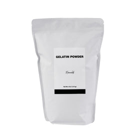 Minimalist gelatin powder in resealable bag for quick desserts