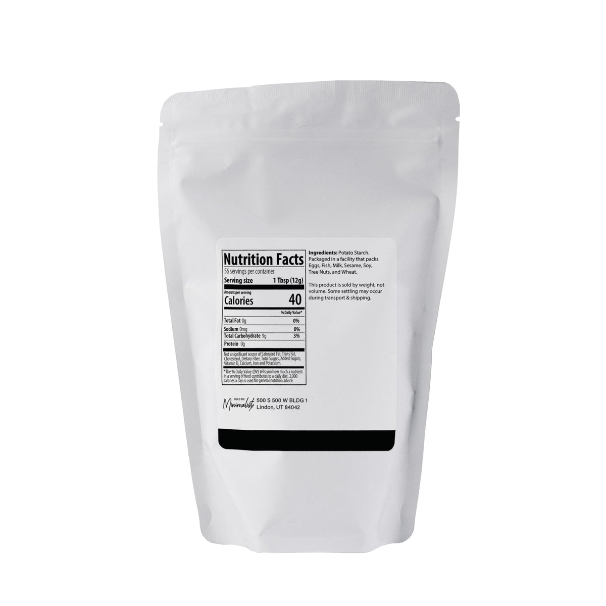 Minimalist Potato Starch fine powder close-up ideal for smooth sauces and baking.