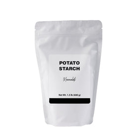 Minimalist Potato Starch packaging bag for easy refilling and waste reduction.