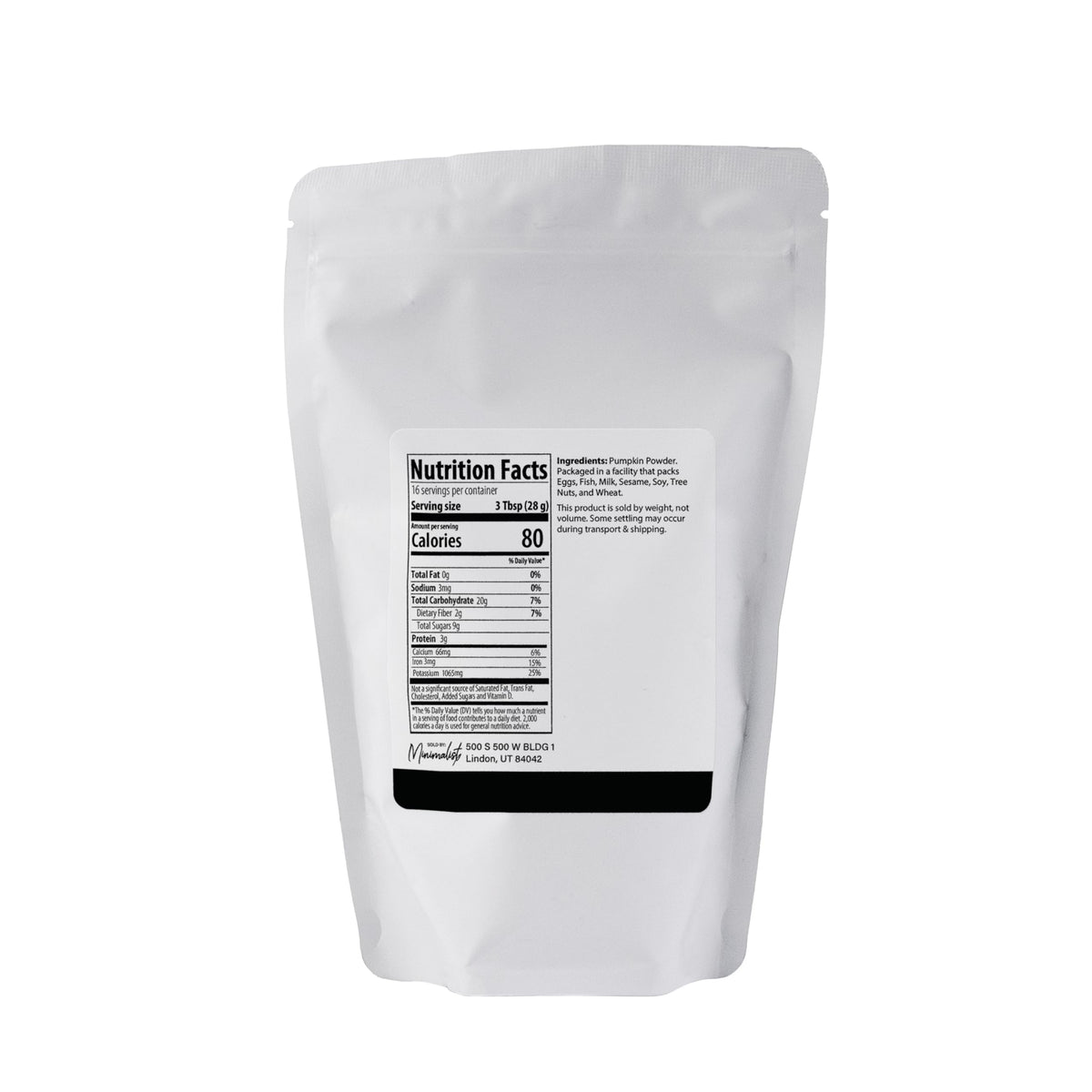 Minimalist Pumpkin Powder with smoothie ingredients for nutritious blends
