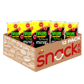Minis Funyuns Flamin' Hot canister open for easy pouring on the go.