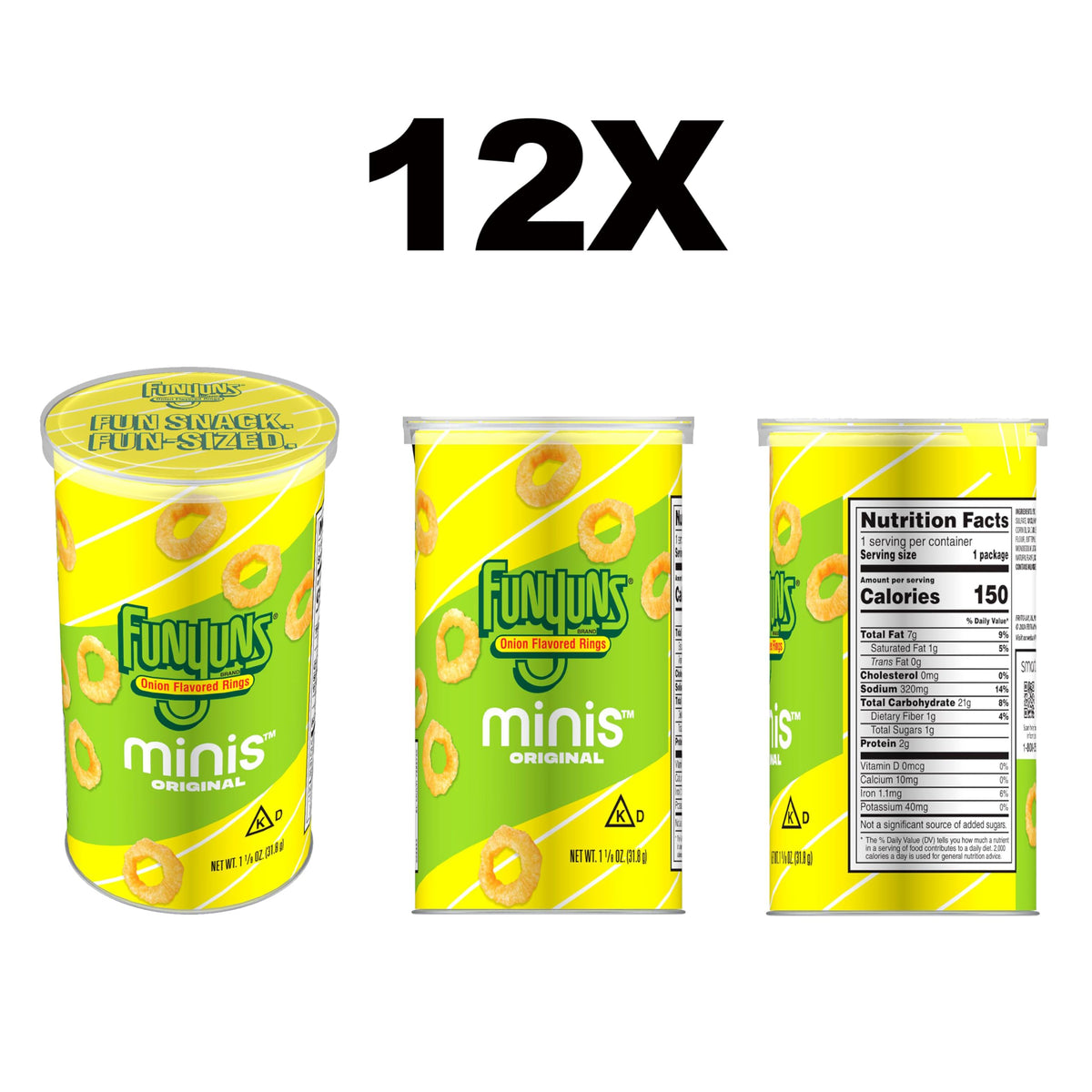 Minis Funyuns Original bold flavor highlights convenient mini snacks for quick cravings.