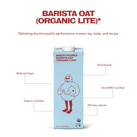 Minor Figures Barista Oat Organic Lite ready for frothy espresso.