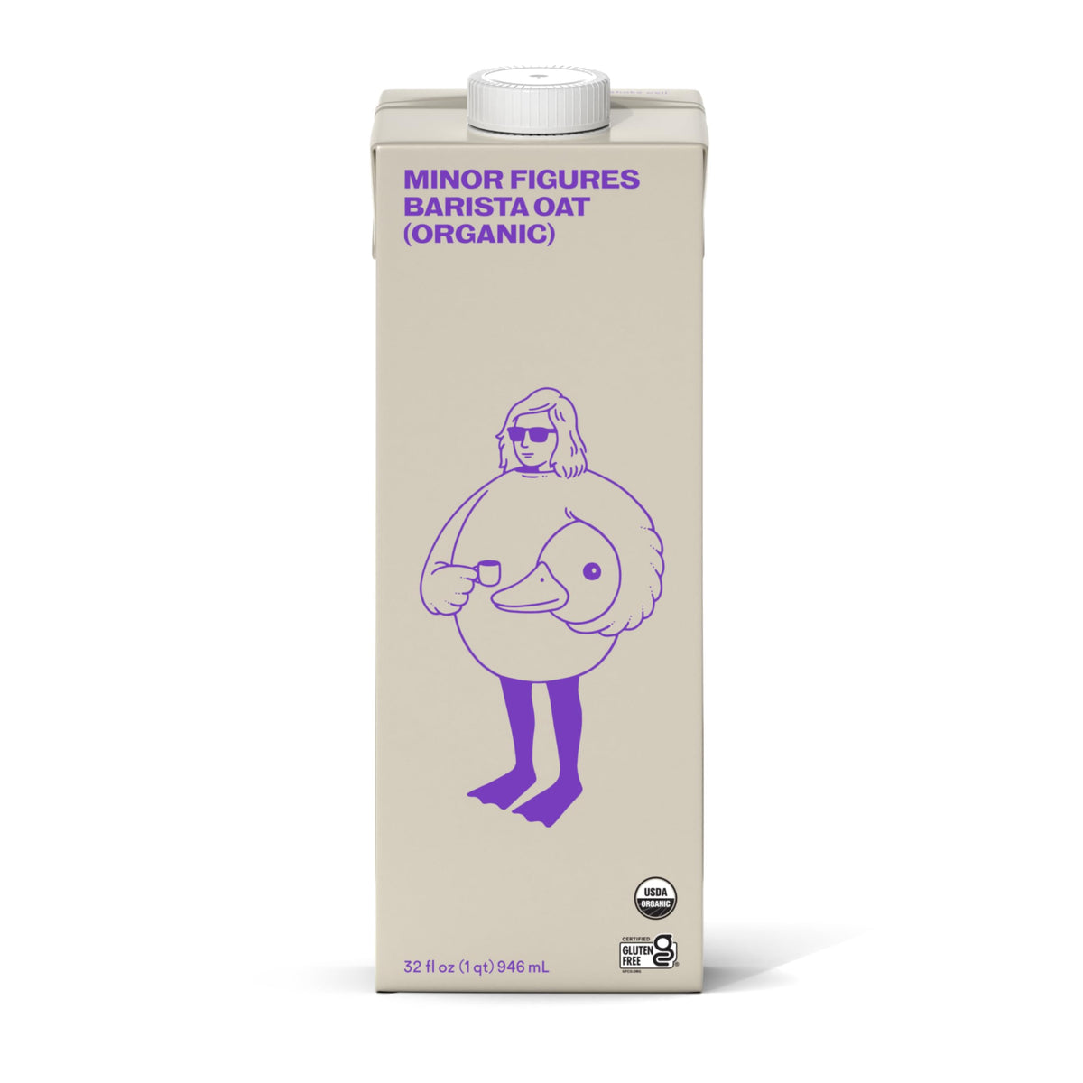 Minor Figures Barista Organic Oat Milk carton display highlights sustainable packaging.