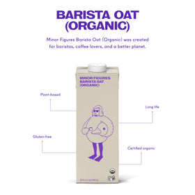 Minor Figures Oat Milk Barista Organic ingredients listed for transparency.