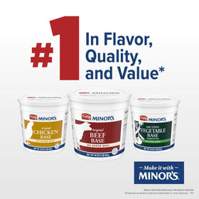 MINOR’S Beef Base ingredients label notes no artificial flavors or preservatives.