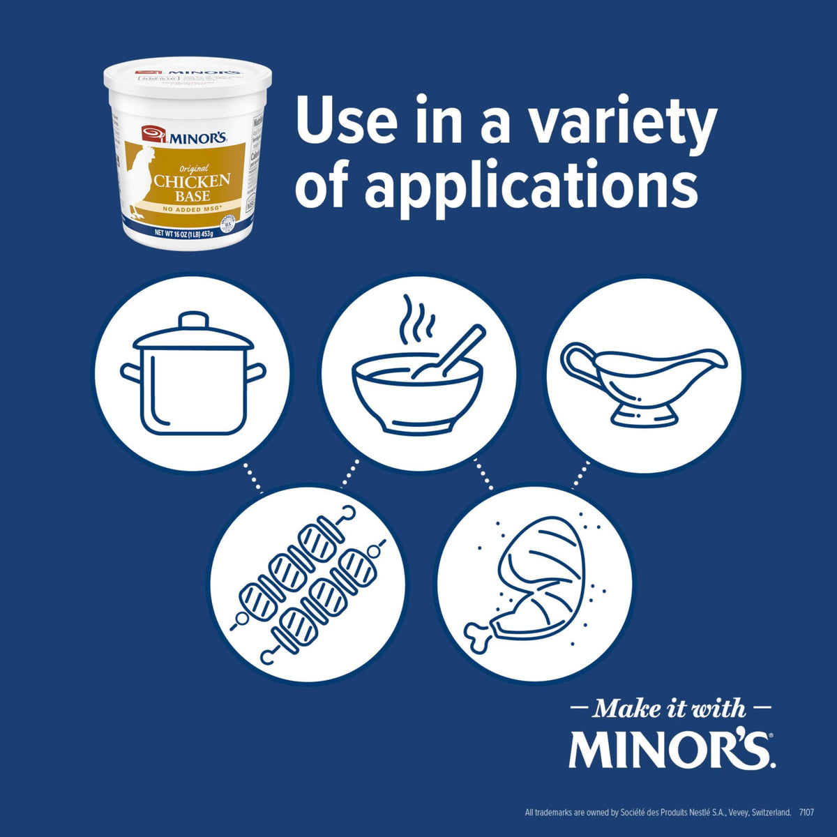 MINOR'S Chicken Base tub closeup reveals paste texture ideal for rubs and marinades.