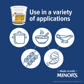 MINOR'S Chicken Base tub closeup reveals paste texture ideal for rubs and marinades.
