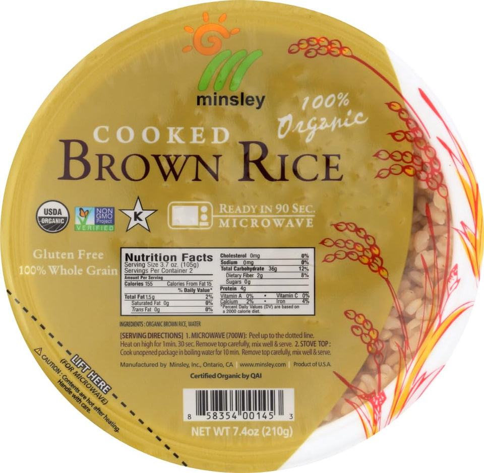 MINSLEY cooked brown rice bowl package image, quick heat for meals