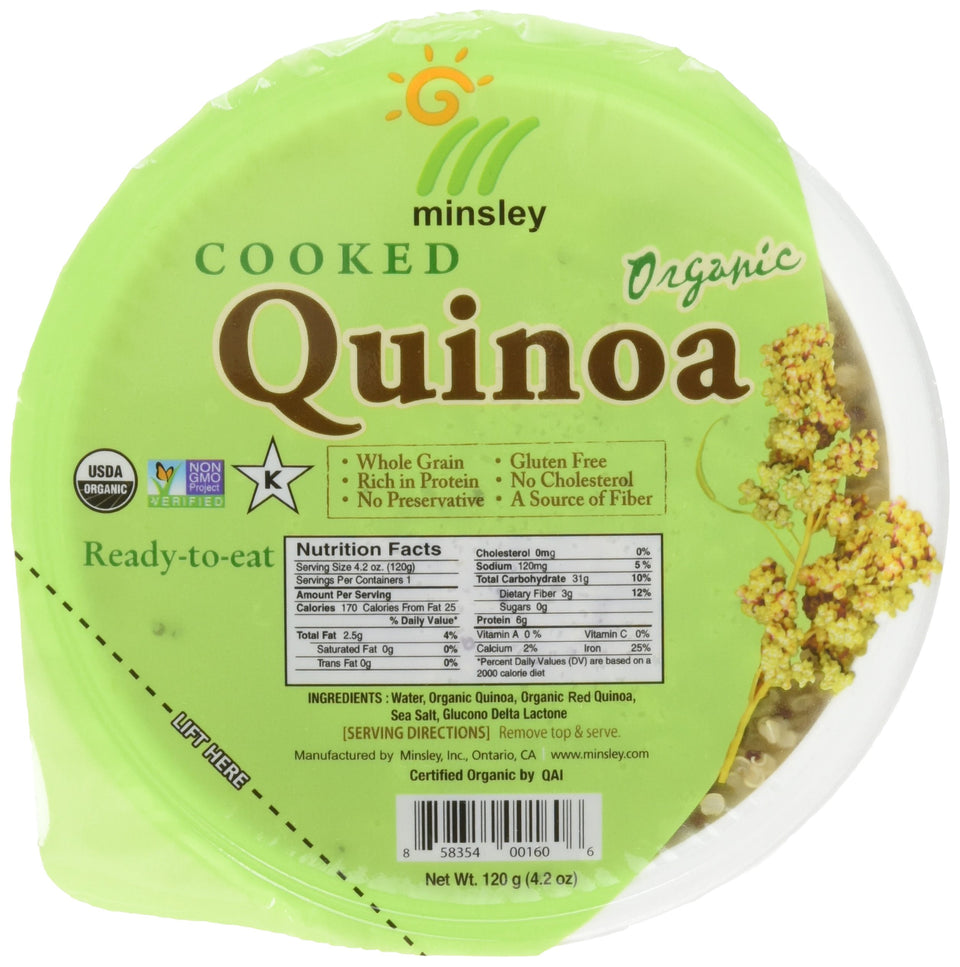 Minsley Cooked Organic Quinoa pack ready-to-eat base for meals.