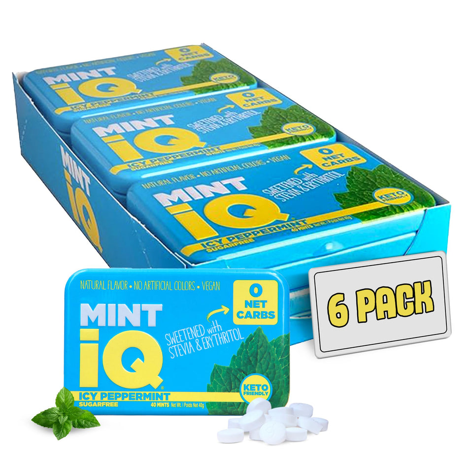 Mint IQ Big Sky Icy Peppermint Mints in a display tray for quick access.