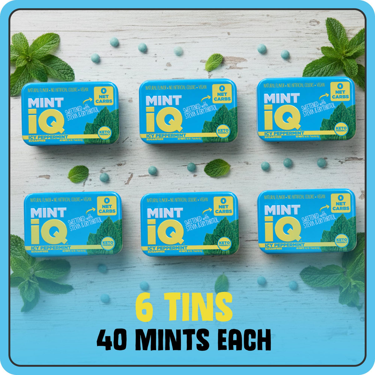 Mint IQ Icy Peppermint Mints are vegan and naturally flavored.