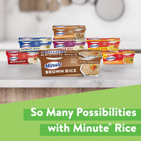Minute brown rice cups served on plate show versatile meal option.