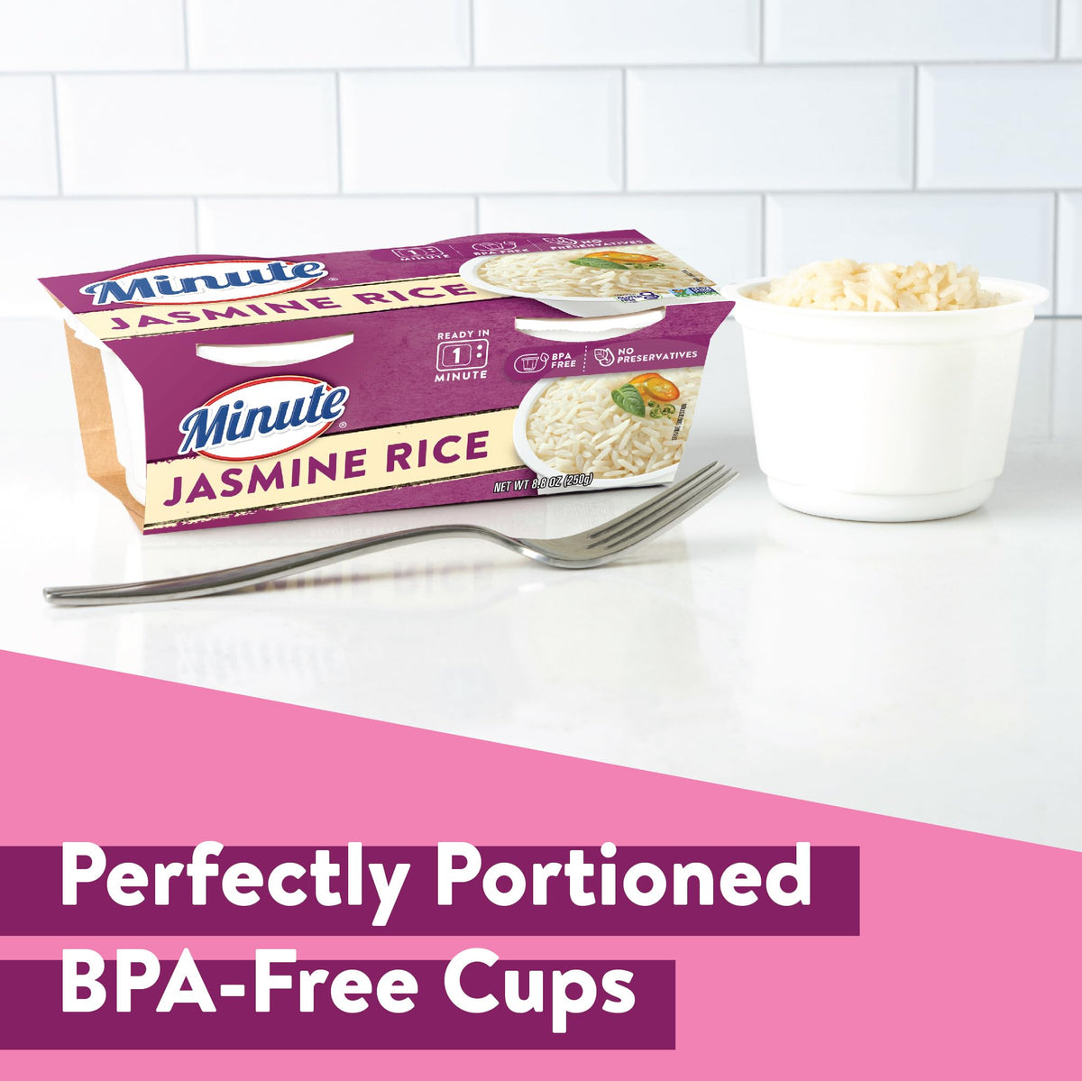 Minute Jasmine Rice Cups gluten-free and preservative-free for balanced meals