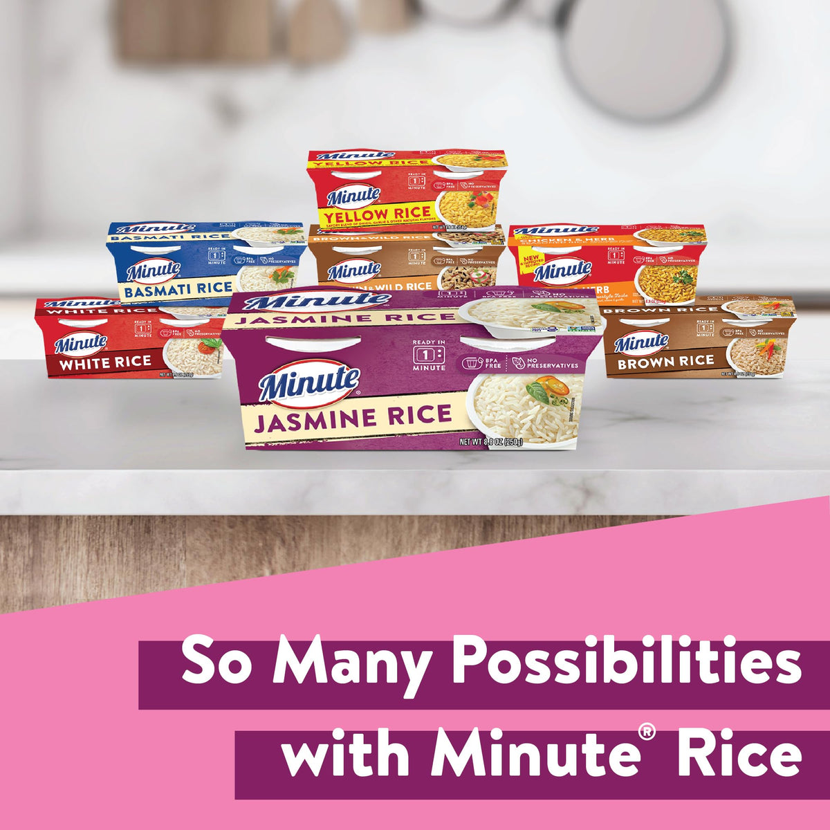 Minute Jasmine Rice Cups in a bowl, ideal for stir-fries and bowls