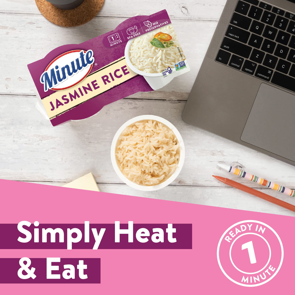 Minute Jasmine Rice Cups in microwave-ready cup for fast meal