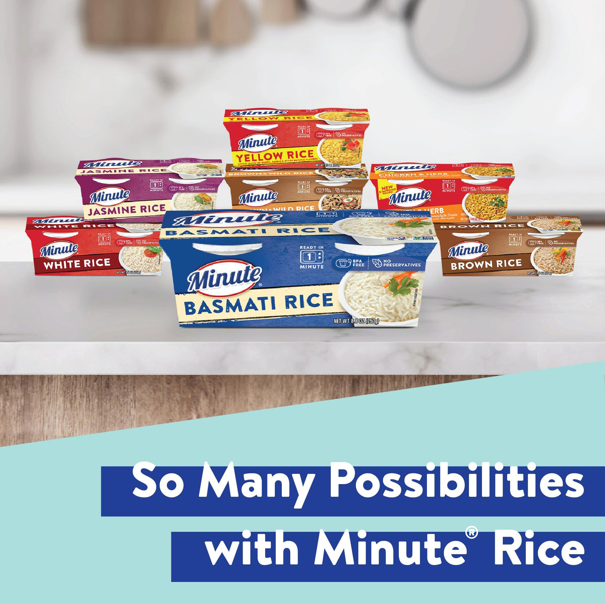 Minute basmati rice cups paired with curry for a fast, tasty dinner.