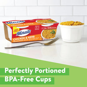 Minute Ready-to-Serve chicken and herb rice cup, served directly from the cup.