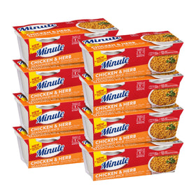 Minute Ready-to-Serve chicken and herb rice cup, unwrap for quick meals.