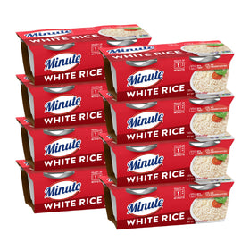 Minute Ready-to-Serve White Rice cup heated in microwave for a quick meal.