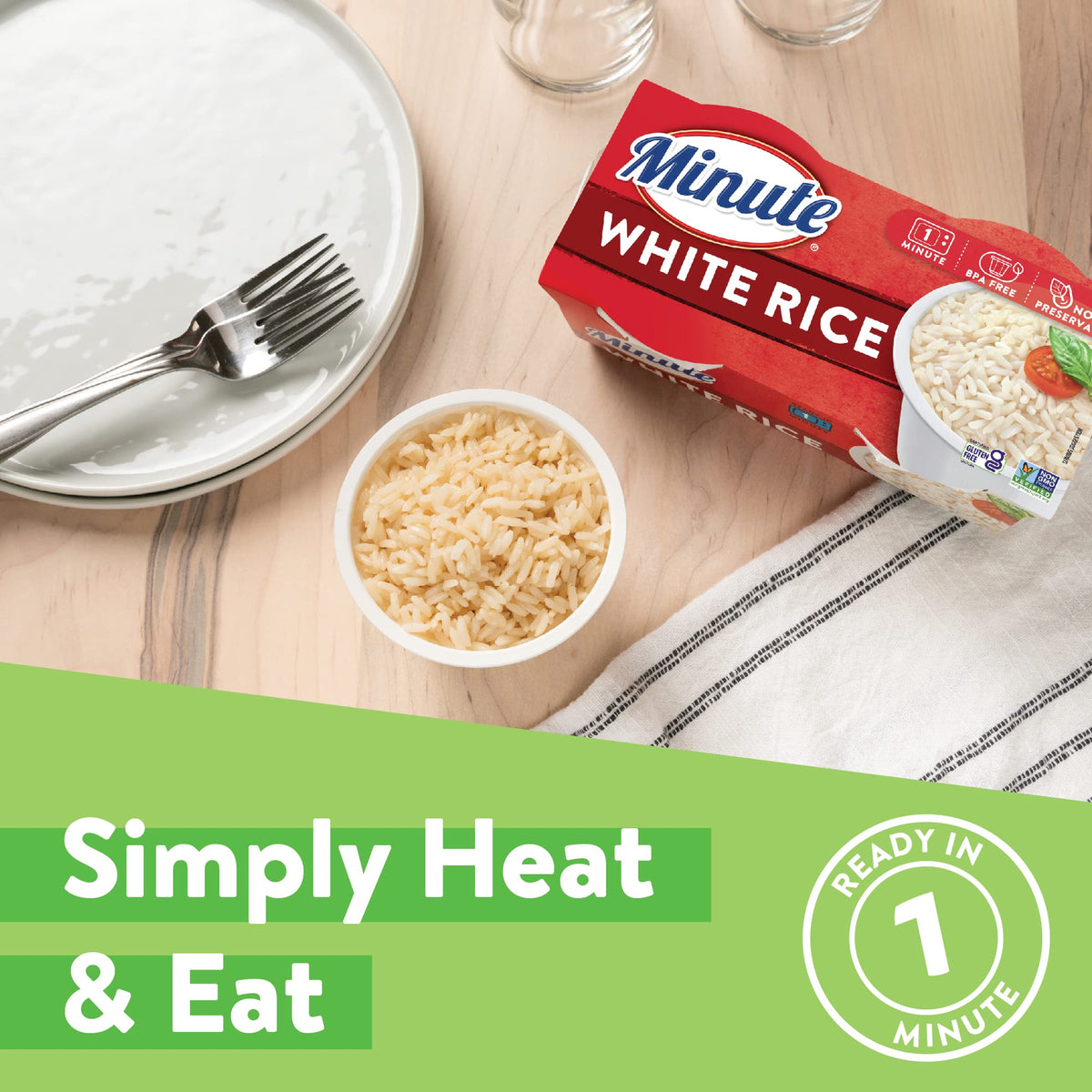 Minute Ready-to-Serve White Rice cup being opened for immediate serving.