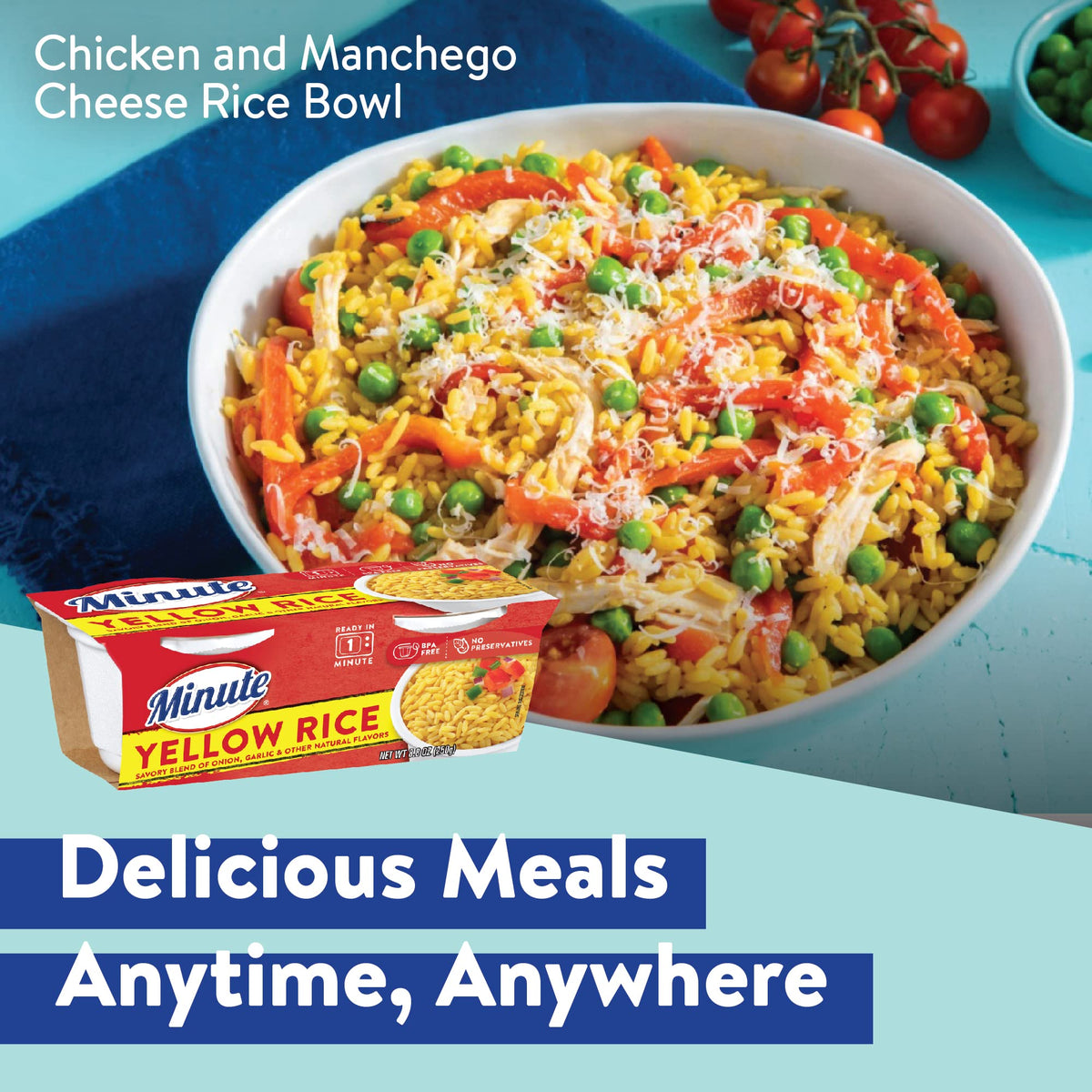 Gluten-free label on Minute Ready-to-Serve yellow rice cup indicating a gluten-free option.